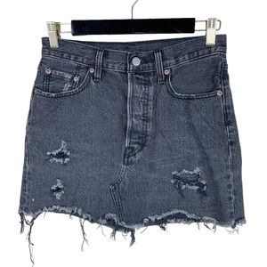 Levi’s Dark Gray Distressed Denim Mini Skirt